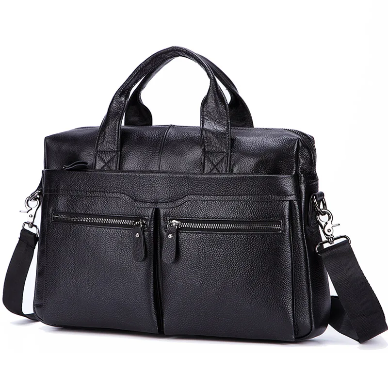 Men Genuine Leather Handbags Large Briefcases Male Leather 14\