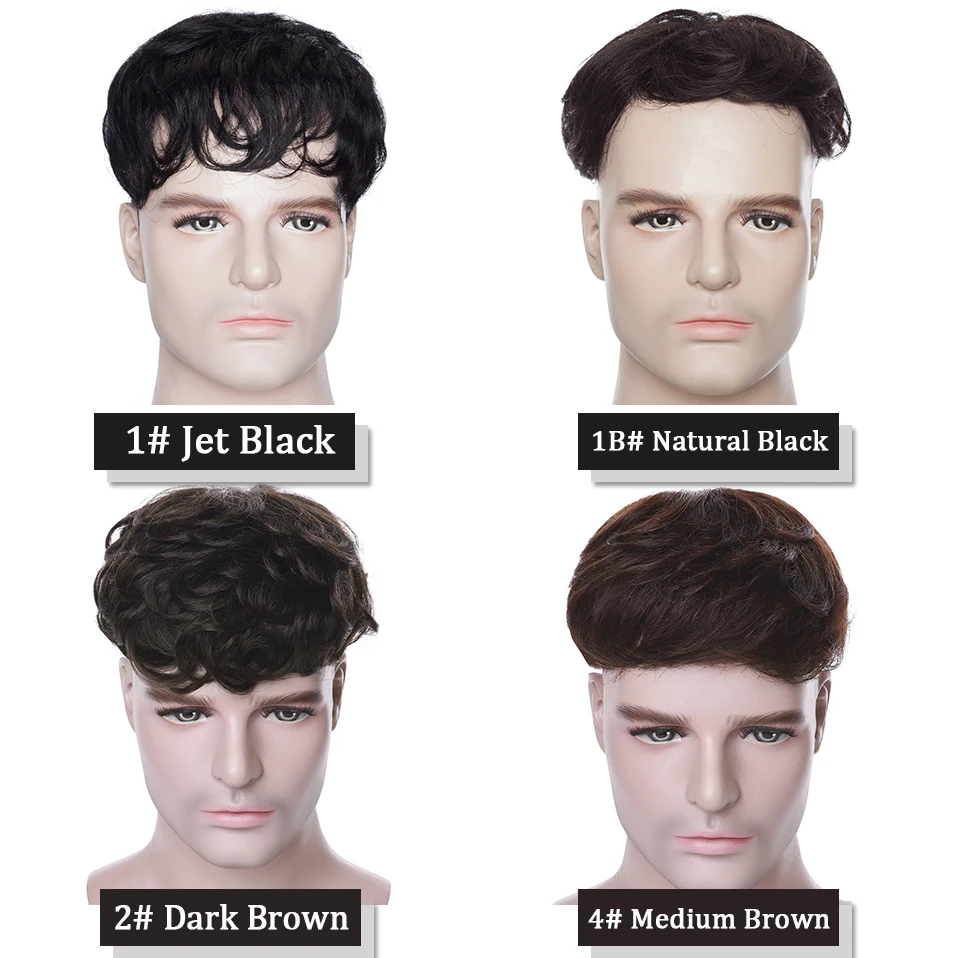 Rich Choices 16x19cm Mens Hair Replacement Systems Toupee for Men Black Real Wigs Poly Coating Human Hair Fine Mono Hairpieces