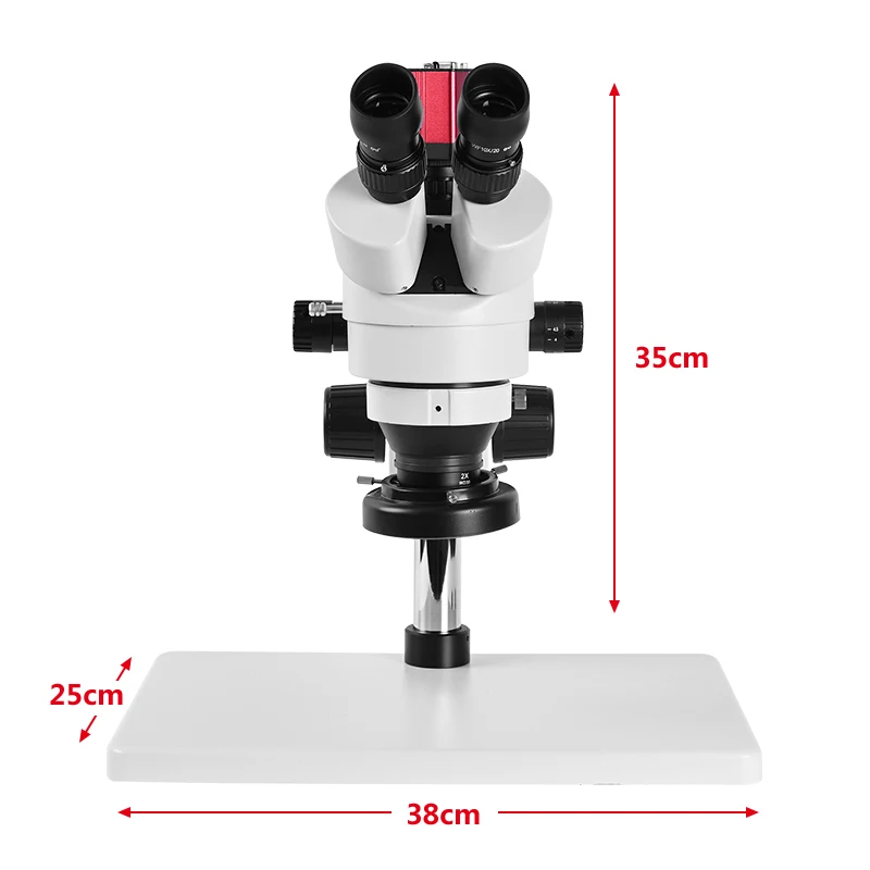 HD Trinocular Stereoscopic Microscope with Zoom 3.5 90x+Large Workbench+2K Camera VGA HDMI+LED Ring Light+1/3 Adapter Solder