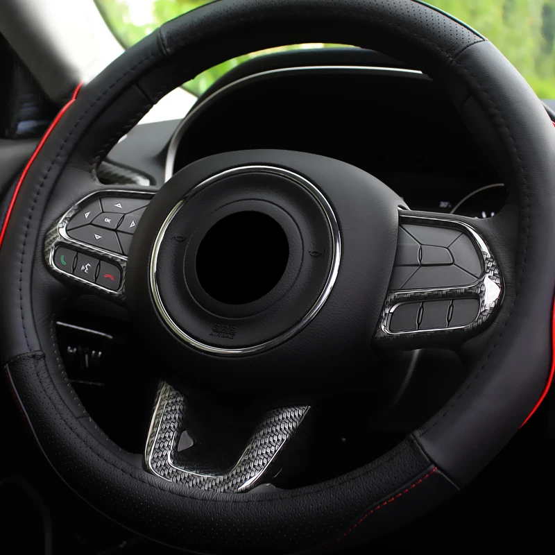 

ABS углеродное волокно для Jeep Renegade 2015 2016 2017-2019, автомобильные аксессуары, кнопка рулевого колеса, Обложка рамы, отделка, Стайлинг автомобиля