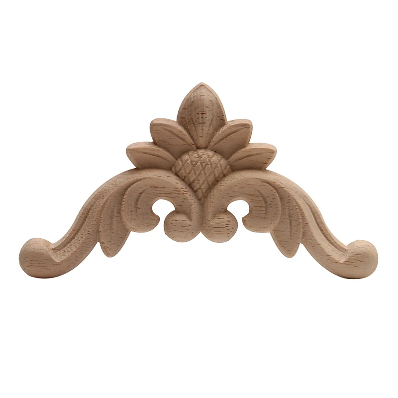 Ornamental Retro Decor Antique Long Large Rose Wooden Cabinet Doors Corner Wood Applique Wood Decal Wood Craft Wood Mouldings