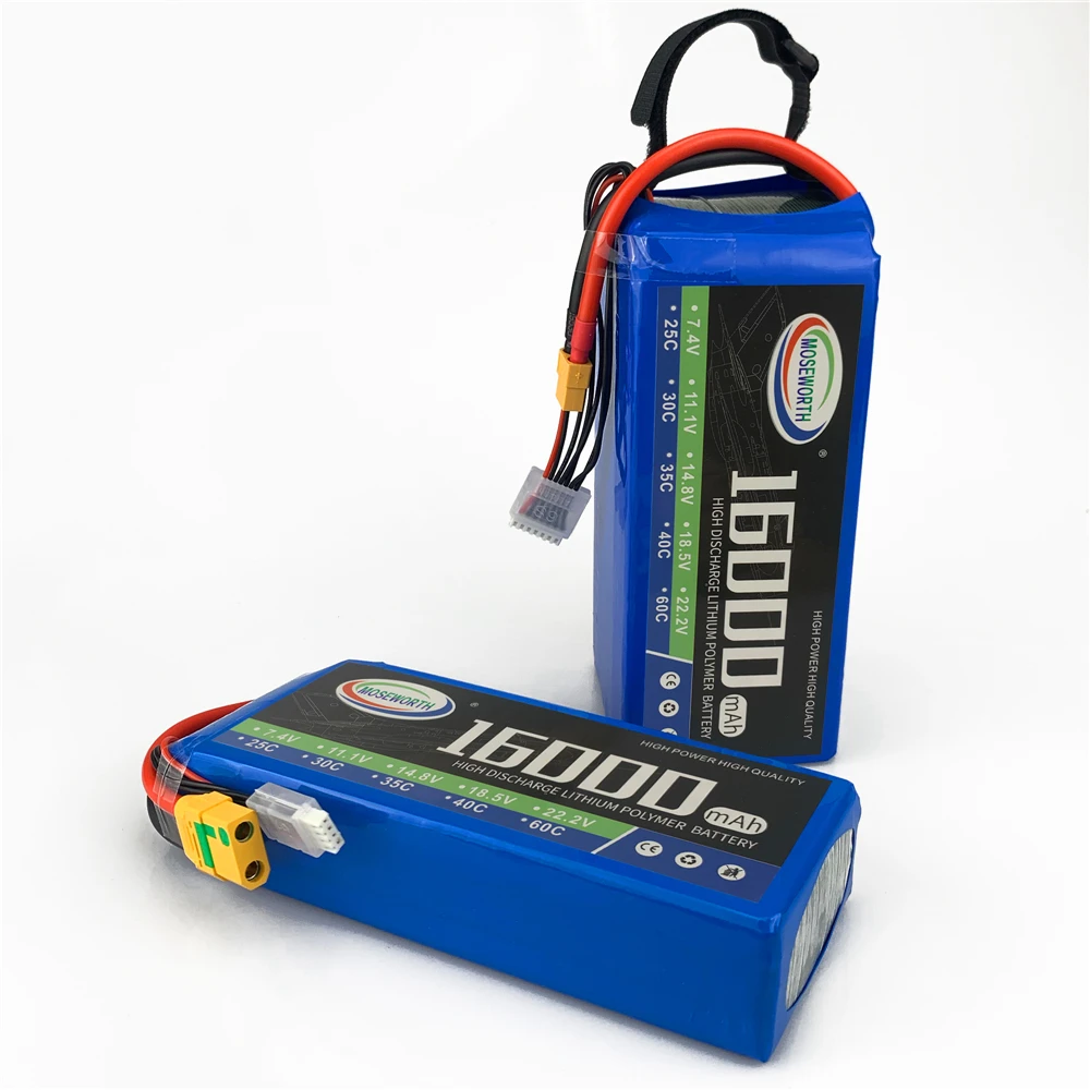 2S 3S 4S 5S 6S 16000mAh 25C Large Capacity High Power Model Aircraft Rechargeable Lithium Battery Pack