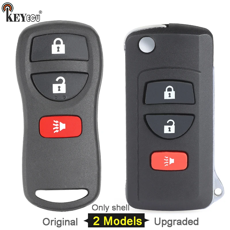 

KEYECU for Nissan Livina X-Trail Gennis Tiida Sylphy Xterra Murano Original / Upgraded 3 2+1 Button Car Key Shell Case Fob