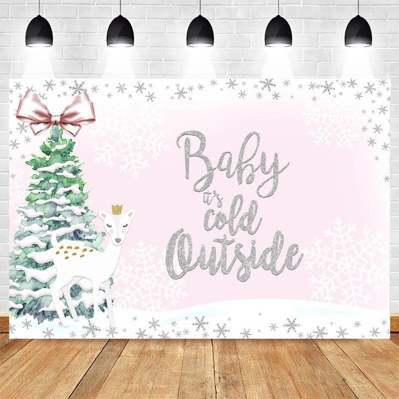 Onederland – arrière-plan d'hiver pour nouveau-né, premier anniversaire, bébé, flocon de neige, fleurs, décor de fête, rose argent, Photo