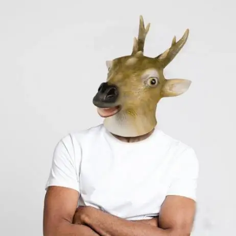 

Hot!!! Funny Realistic Deer Mask Halloween Animal Masquerade Latex Party Mask Animal Head Costume Cosplay Mask