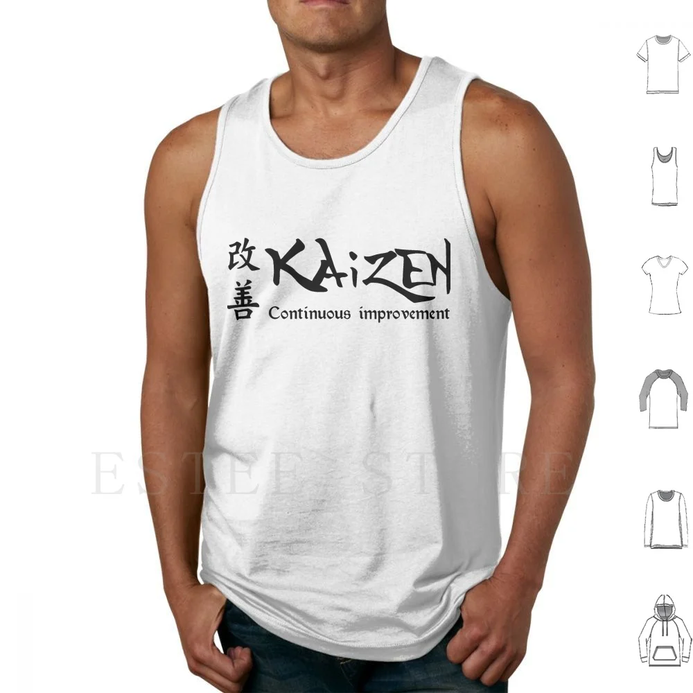 Kaizen Continuous Improvement Tank Tops Vest Sleeveless Continuous Improvement Kaizen Kanji Quality Control Commitment