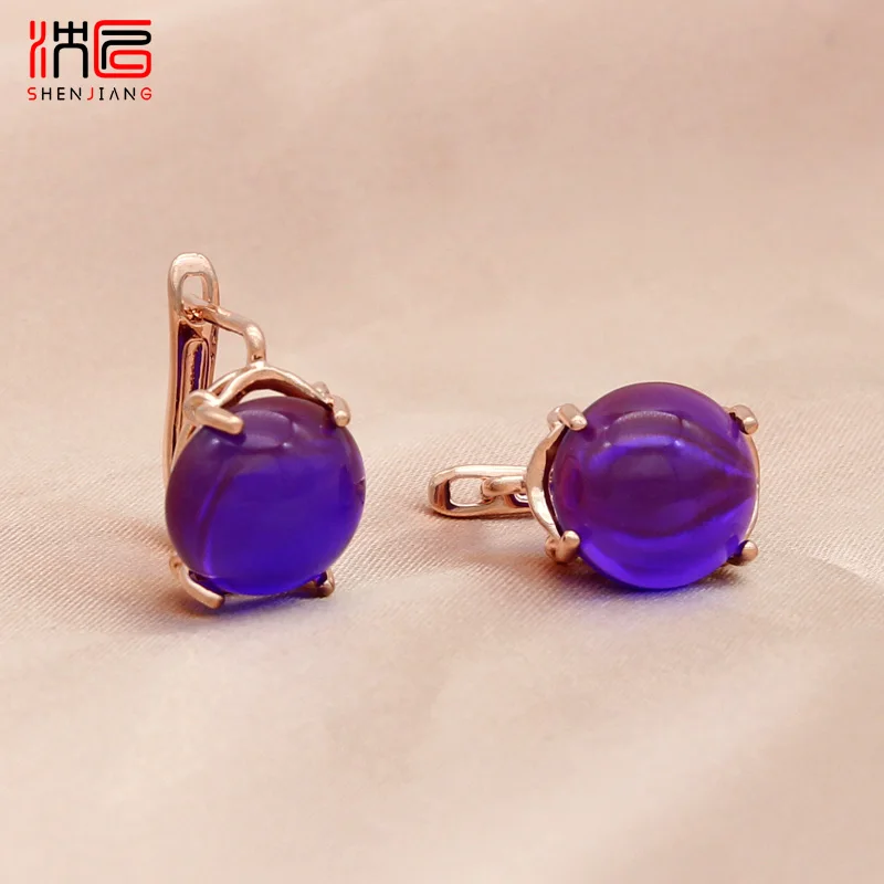 

SHENJIANG New 2022 Fashion Elegant Colorful Round Acrylic Dangle Earrings For Women Girl Party Jewelry Fine Temperament Eardrop