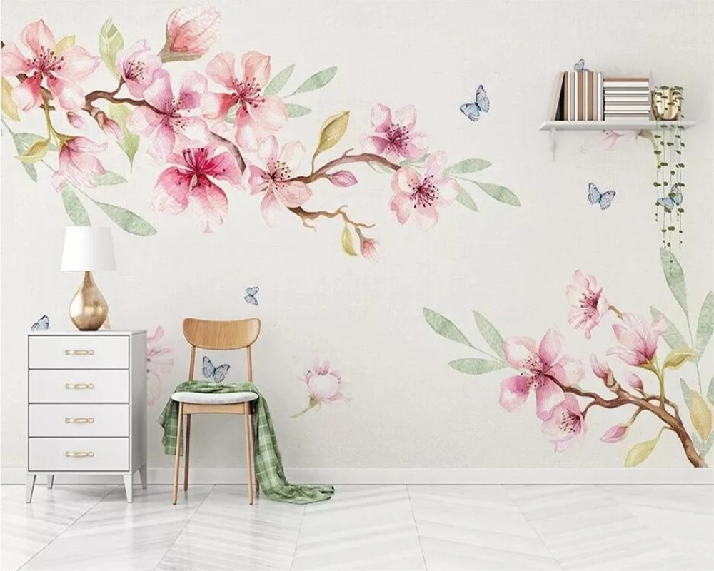 

beibehang Custom wallpaper 3D romantic watercolor floral green leaf hand painted papier peint fashion home decoration wallpaper