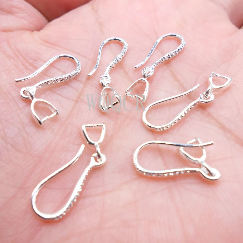 Wholesale 100X Lot Jewelry Findings 925 Silver DIY Jewelry Making Earrings Frosted Surface Clip Hooks Earring Making Supplies
