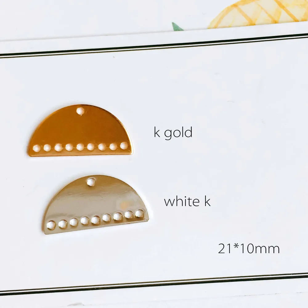 White K Gold Color Plated Simple Slice Eardrop Pendant Charms Jewelry Component Diy Handmade Material 6pcs