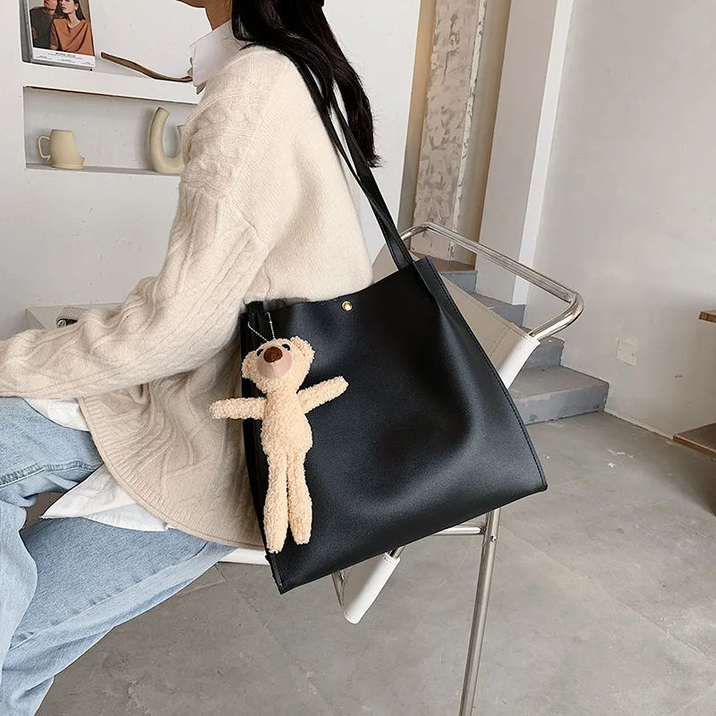 New Cute Casual Tote Bag Simple Fashion Shoulder Bag Large Capacity Ladies Shoulder Bag Without Hanging UpDo Not Contain Pendant