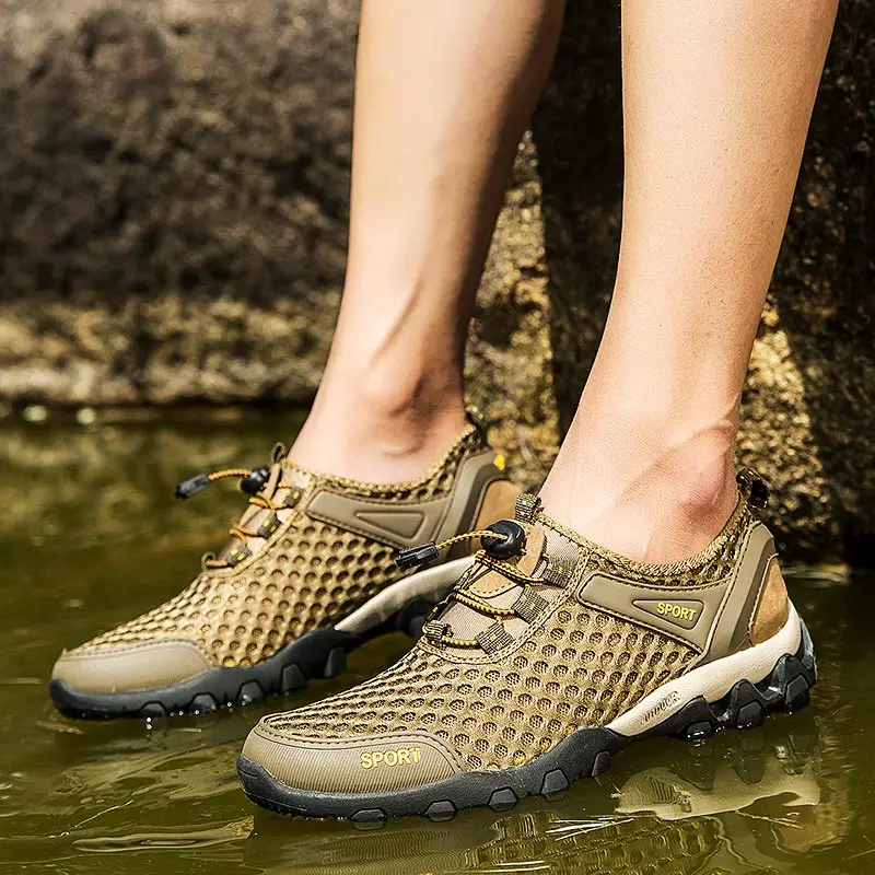 Plus Size Outdoor Non Slip Męskie buty do biegania Męskie buty sportowe Letnie męskie trampki Męskie sportowe szare Aqua Aquatic Beach GME-1959