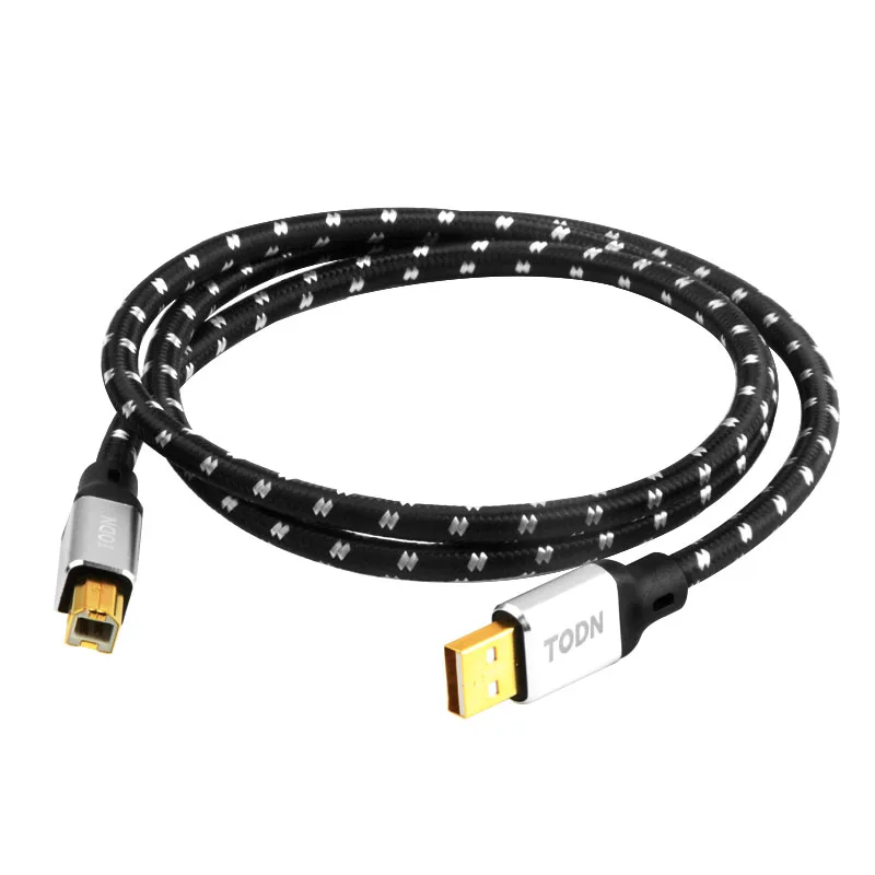 TODN Hifi kabel USB wysokiej jakości 6N OFC srebrny typ A do typu B Hifi dane audio kabel cyfrowy do DAC