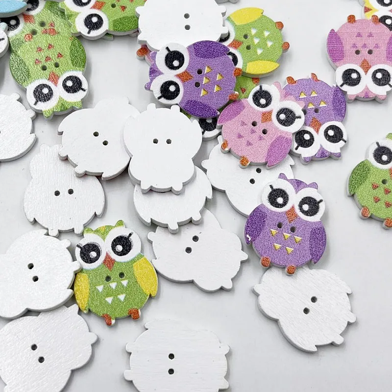 50/100pcs Mix Color Baby Owl Birds Carton Buttons Kid' Baby Sewing Craft Lots 25*21 mm WB216