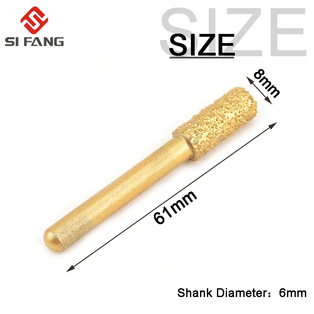 6/8/10mm 6mm Vỏ Cắt Kim Cương Đầu Mài Gắn Điểm Chút Ngọc Đính Đá Đánh Bóng dremel Dụng Cụ Quay 1 cái
