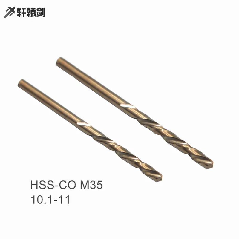 1PC Twist Drill Bit10.1 10.2 10.3 10.4 10.5 10.6 10.7 10.8 10.9 11 mm HSS-CO M35 Cobalt Steel Straight Shank For Stainless Steel