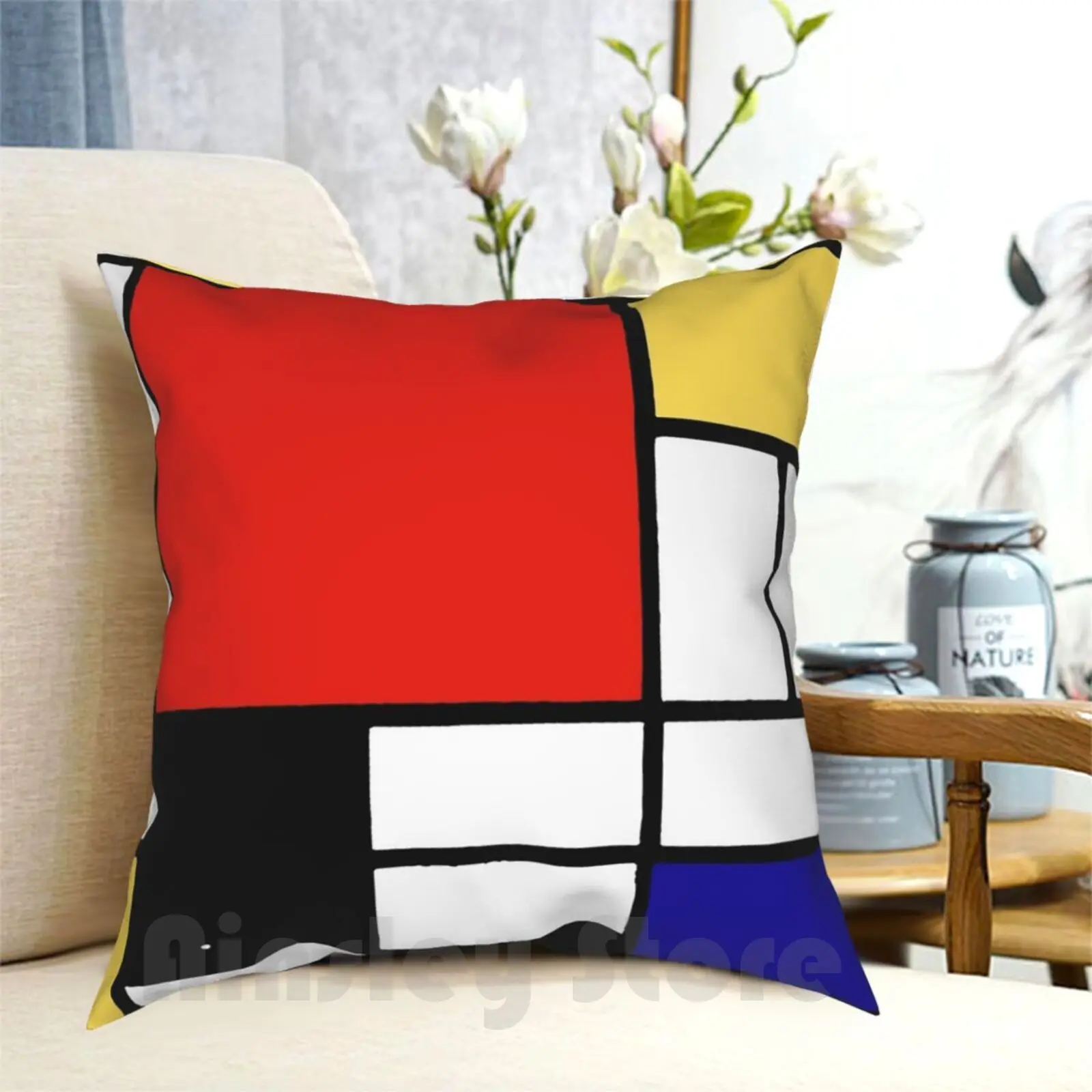 

Mondrian Pillow Case Printed Home Soft Throw Pillow Mondrian Geometric Primary Colours Artistic Minimalist Colorful