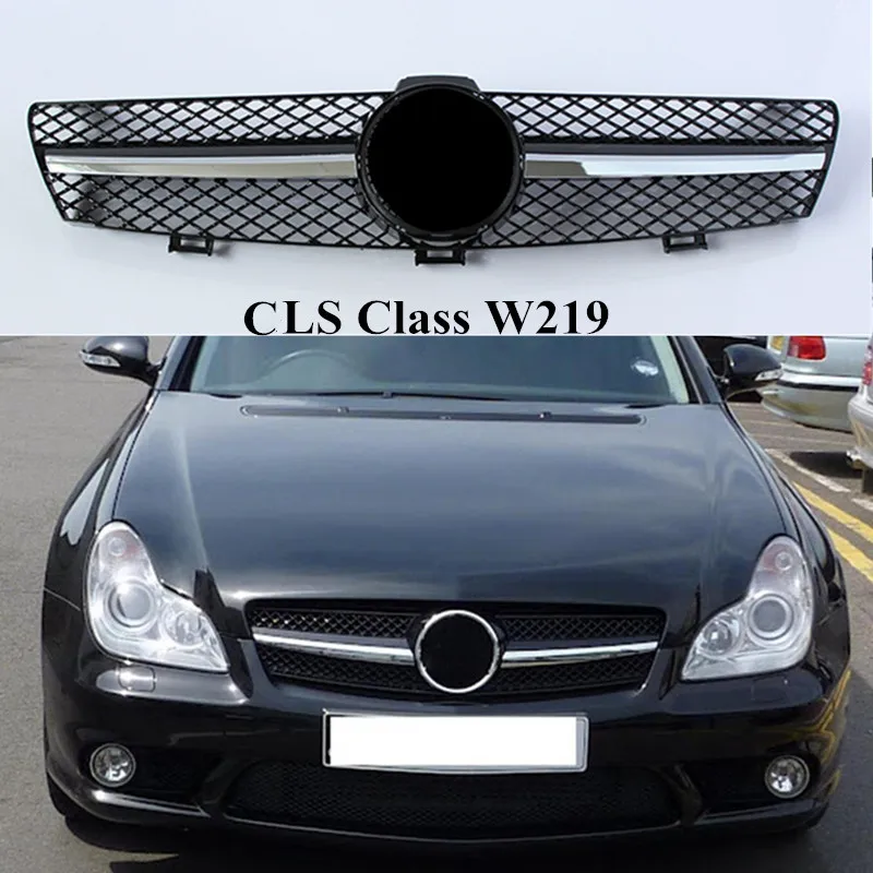 Car Style Black Mesh Grille For M-ercedes B-enz CLS Class W219 CLS500 SLS600 2004 2005 2006 2007 2008 2009 2010 Kidney Grille