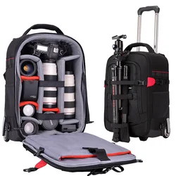 Brand Trolley suitcase camera bag shoulder multi-function professional bag with wheels new large capacity trolley travel luggage