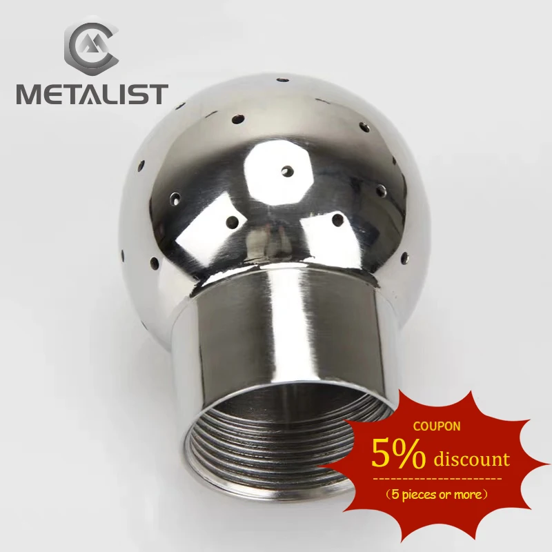 

METALIST DN25 BSP Female Thread SS304 Sanitary Pipe Fitting Fix Cleaning Spray Ball Tank Cleaning Ball Head Homebrew