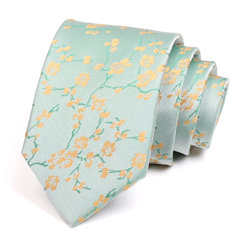 New Design Luxury Floral Print Fashion Casual 7CM Neck Tie For Men Business Suit Work Party Necktie With Gift Box