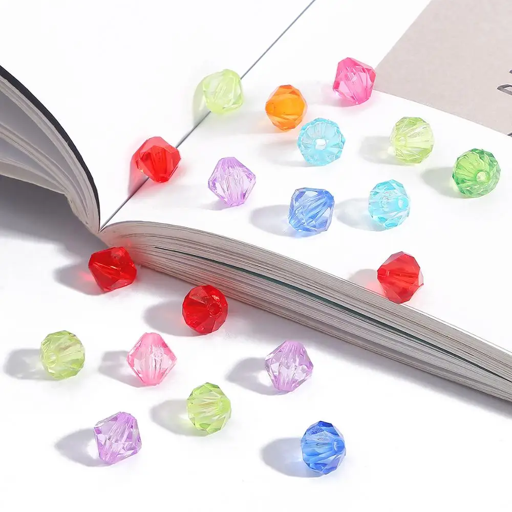 50-500Pcs 4 6 8 10mm Clear Mix Color Austria 5301 Faceted Bicone Crystal Acrylic Loose Spacer Round Beads DIY Jewelry Making