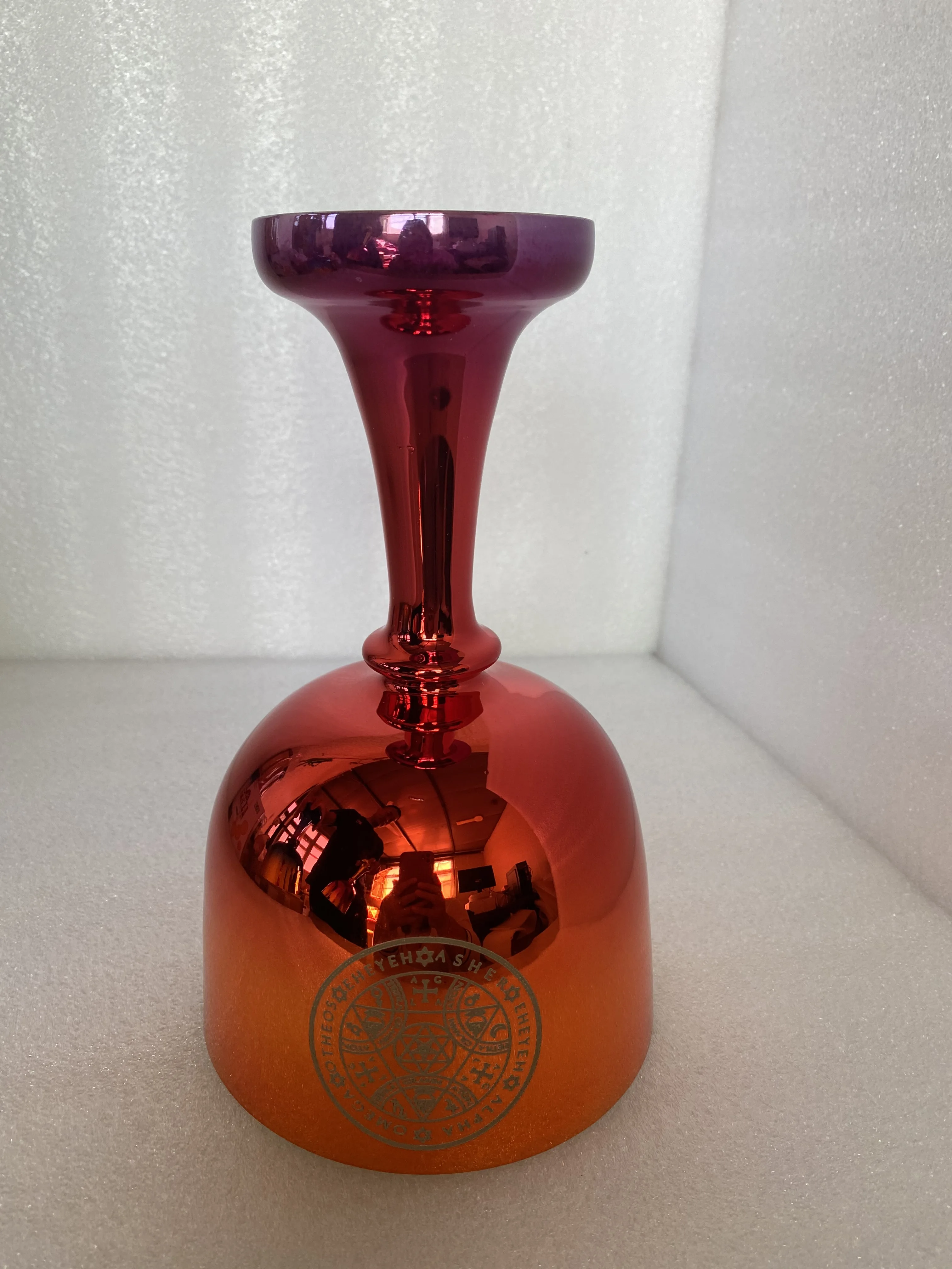 4th octave 432H C note (Root chakra) or D note (Sacral chakra) perfect pitch crystal singing chalice with engraving mixed color view 2