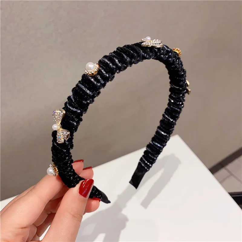 Fashion Lace Big pearls Hair Hoop Headband Hairband for Women Girls Shining Hair Band Hair Accessories 2018 New