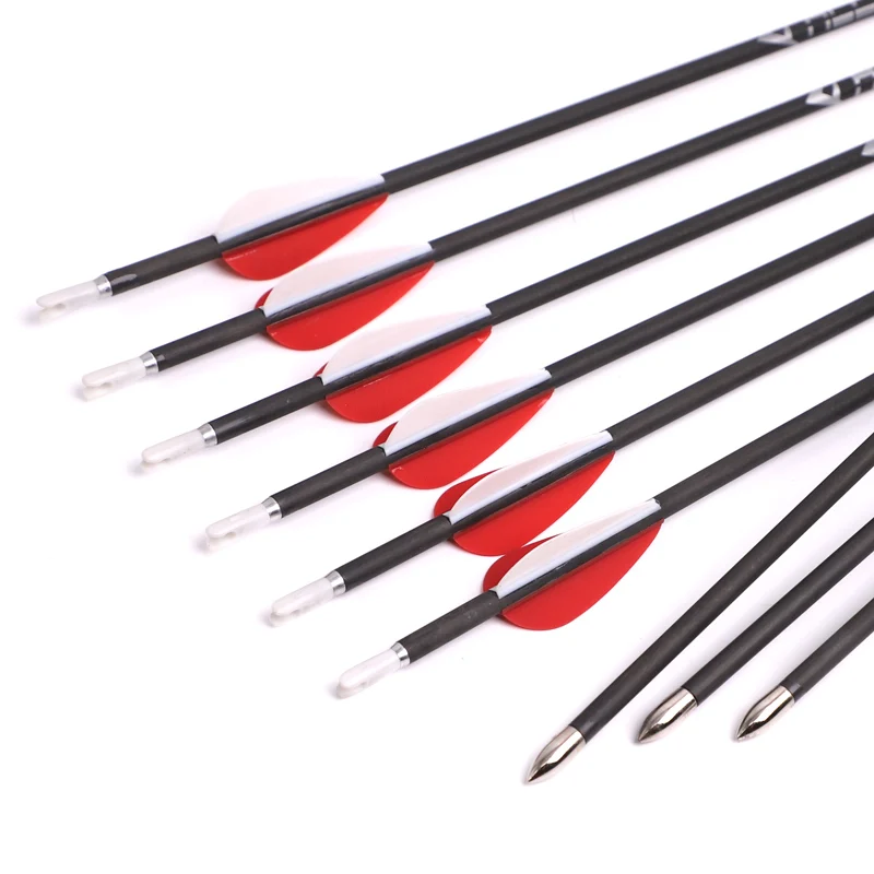 6/12pcs Pure Carbon Arrow Spine 250 300 400 500 600 700 800 900 1000 ID 4.2mmArchery Recurve Bow Hunting Shooting