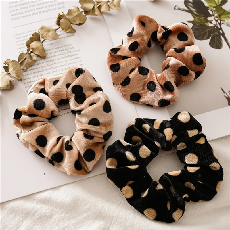 Hot Sale Leopard Velvet Scrunchies Hair Accessories For Women Girl Elastic Hair Ring Hair tie Ponytail Holder Rubber Hair Band