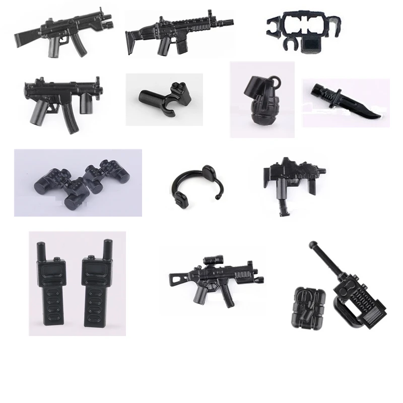 

10PCS/lots Military Rifle Machine Submachine SMG MOC Model Building Blocks Toys Children SWAT Army Weapon Militarys Locking