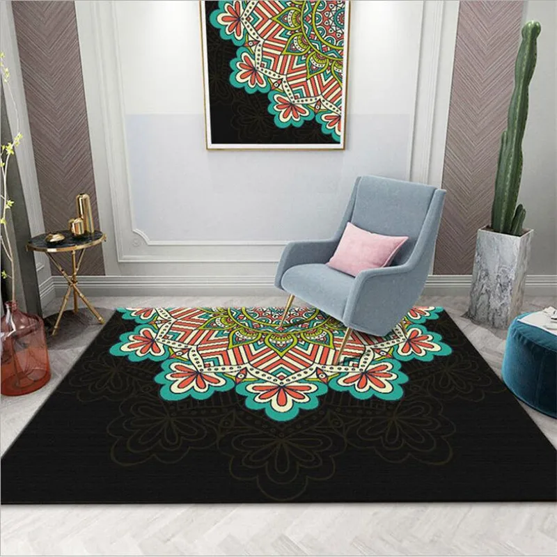 

Bohemia Style Rug Soft Flannel 3D Printed Rugs Parlor Mat Area Rugs Anti-slip Large Carpet Rug Living Room Decor 04