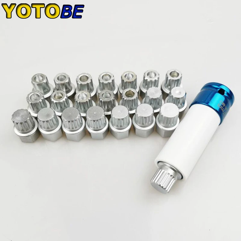 23Pcs Wheel Lock Lugnut Anti-theft Screw Sleeve Lug Nut Removal Key Socket For Volkswagen AUDI 1/2 inch (12.7mm) Socket Adapter