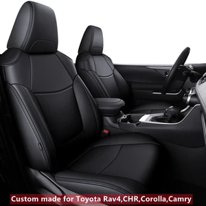 Couro Seat Covers para carro, 5 Assentos, Conjunto completo, Qualidade superior, específico para Toyota RAV4, Corolla, CHR, Camry, Custom Fit, Acessórios de carro 8 principais vendas toyota c hr capa banco - №5
