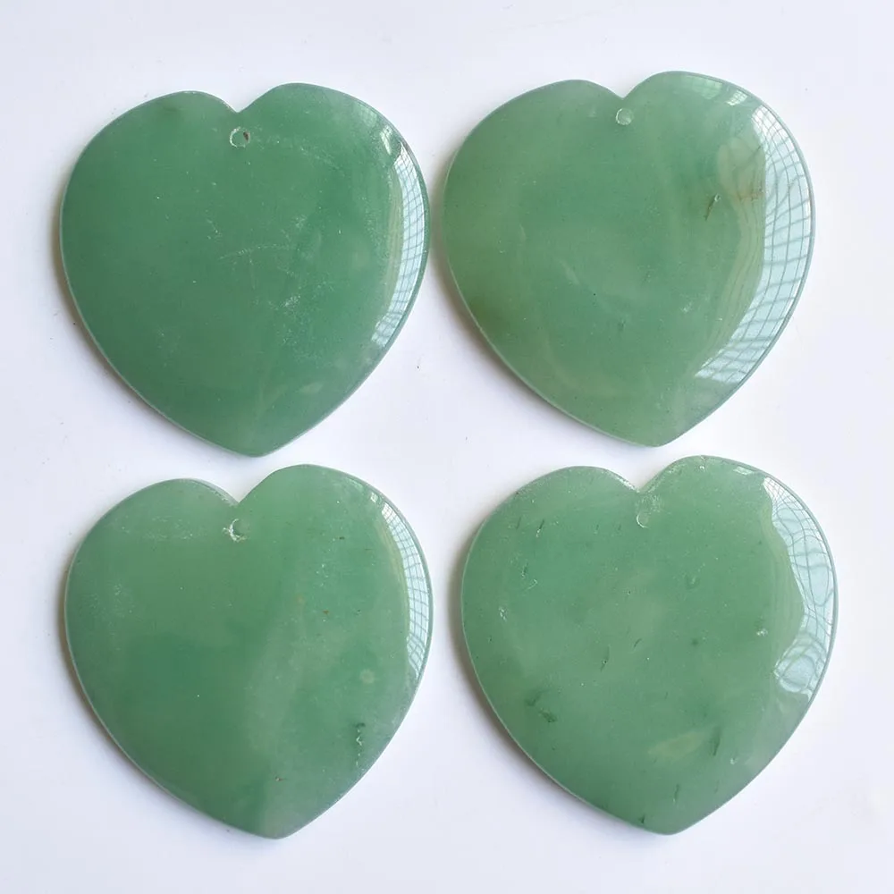 wholesale 4pcs/lot 2020 new Fashion high quality natural green aventurine love heart shape pendants 50mm for jewelry making free