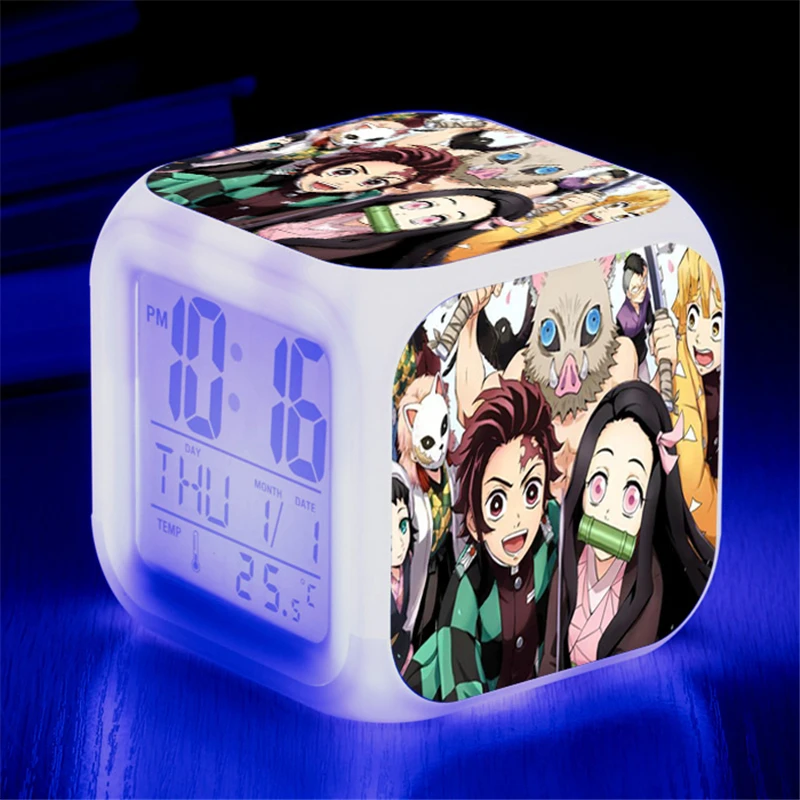 

Anime Demon Slayer Kimetsu No Yaiba Kamado Tanjirou Kamado Nezuko Digital Alarm Clocks Figure Light Up Toy Despertador Doll Gift