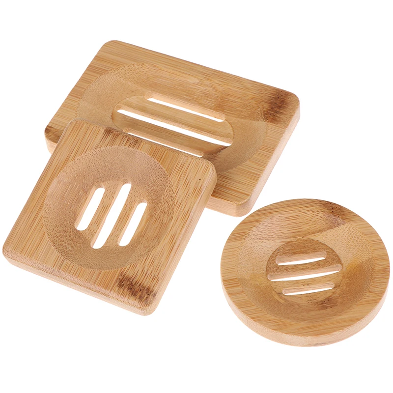 Natural Wooden Bamboo Soap Dish Wooden Soap Tray Holder Storage Soap Rack Plate Box Container For Bath Shower Plate Bathroom