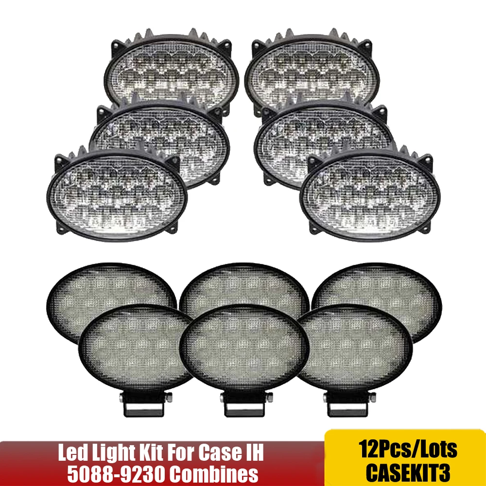 Oval Flood Lamp Led Light Kit 624Watts 12V 24V For Case IH Combines 8010, 8120, 8230, 9120, 9130, 9230+ x12Pcs/Lots