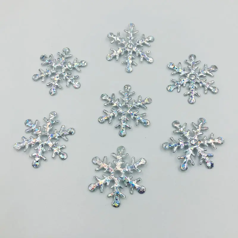 100pcs 20mm Silver Snowflake Laser Cloth Appliques Wedding/Party/Wreath/Christmas Decoration Craft DIY Accessories K381