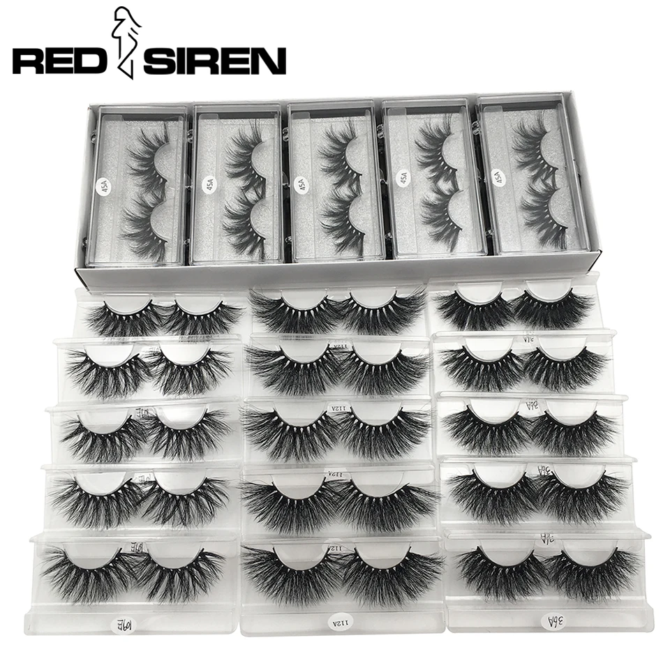 RED SIREN 50 Pairs / Lot 25mm Lashes Bulk Mink Lashes Wholesale 29 Styles Long Dramatic Fake Eyelashes Maquillaje Eyelashes