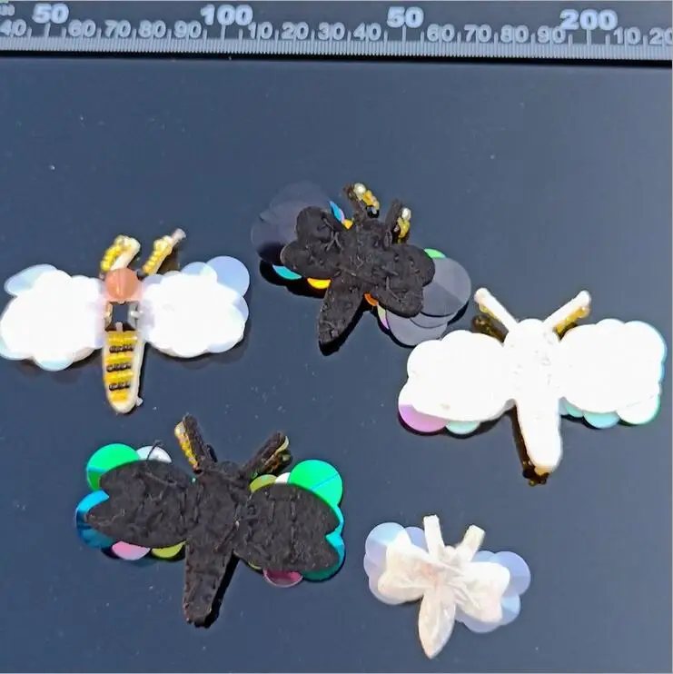 5Pcs/lot Handmade beaded sequins magic color small dragonfly applique shoes hats socks patch clothing accessories A010