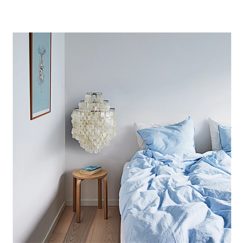 Nordic shell white wall lamps bedroom design loft living room aisle study Mediterranean decorative wall sconces lights fixtures