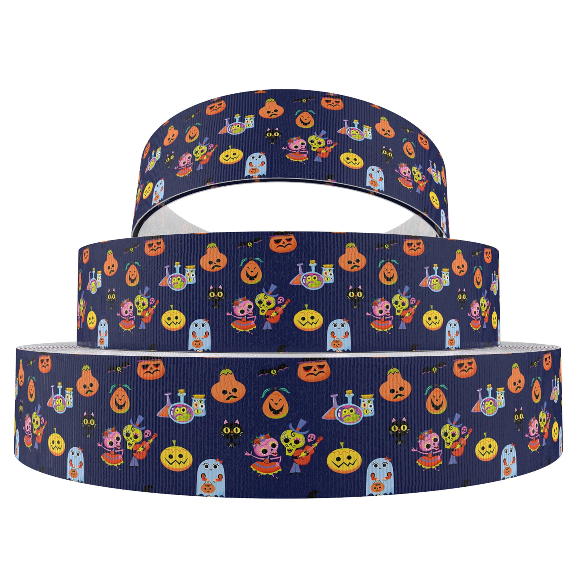 5 Yards Multi Size Halloween Theme Grosgrain Ribbon Gift Wrapping DIY Sewing Wrapping Art Sewing Bow-knot Crafts Home Packing