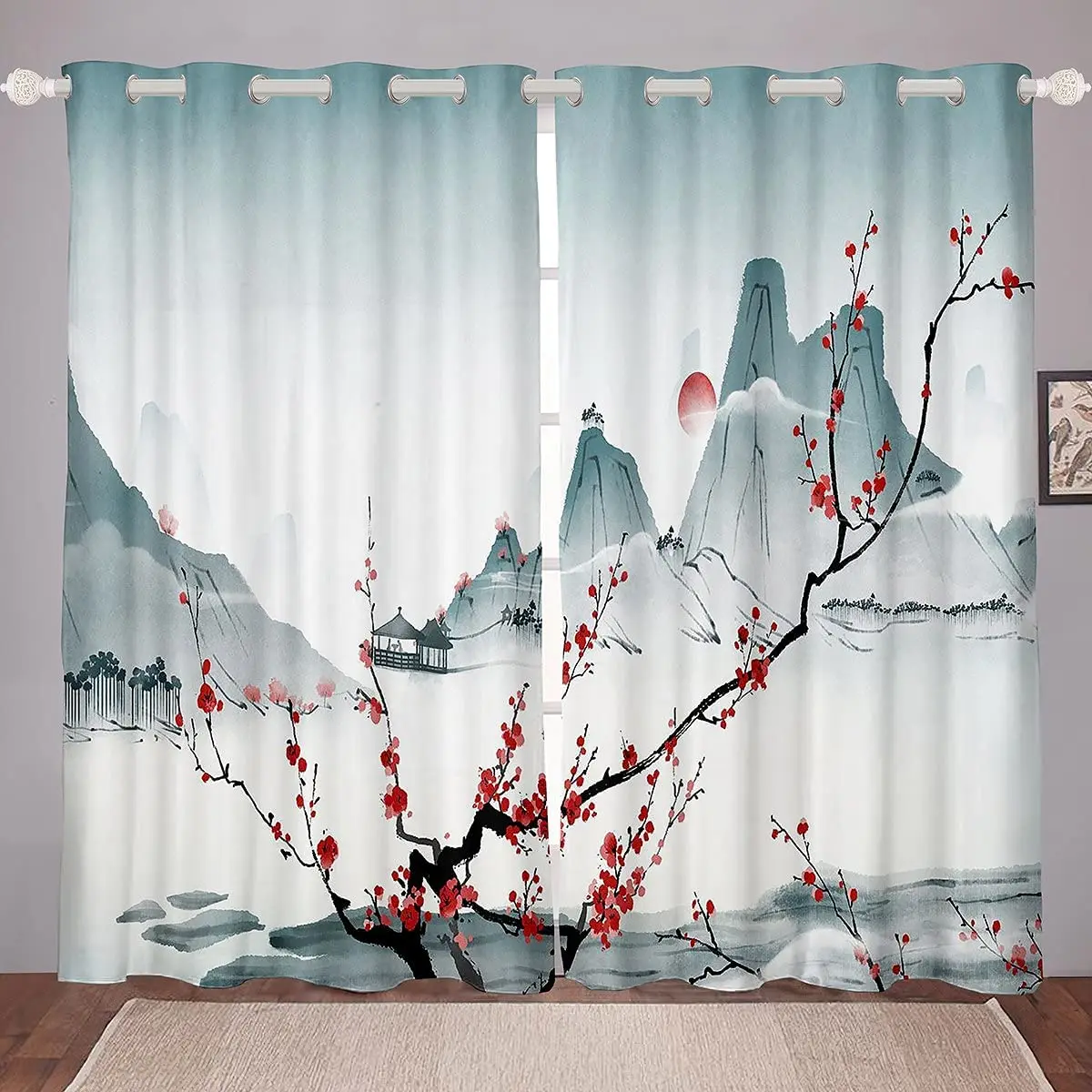 

Living Room Decoration Blackout Curtains Teen Adult Female Bedroom Flower Mountain View Bedroom Living Room Luxury Curtains