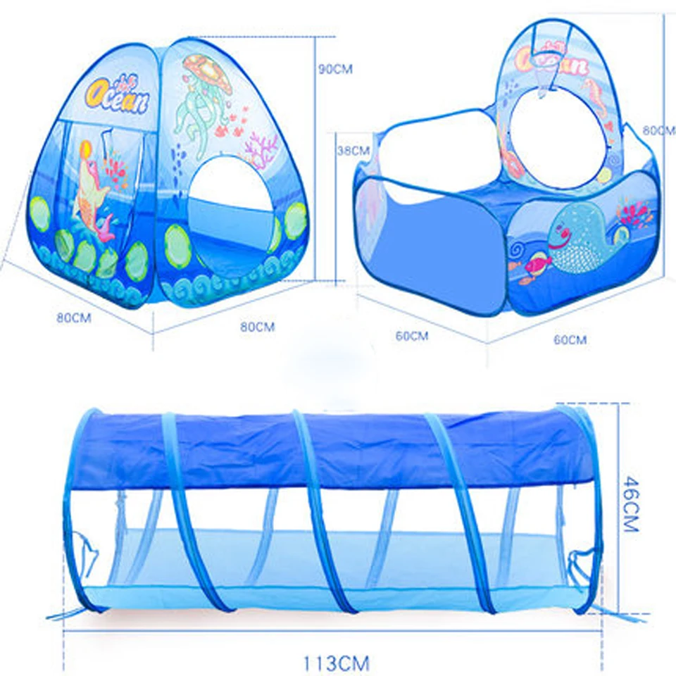 Barraca portátil com piscina de bolas e bolas para crianças, playground, cercadinho, grande cova com túnel, baby park, camping, decoração do quarto presente para crianças