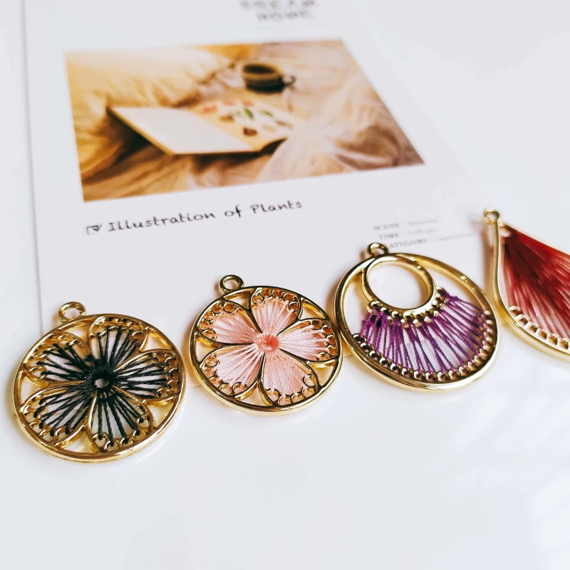 Round Wool Stuff Thread Spacer Accessories Pendant Necklace Supplies for Jewelry Making Earring Accessories Components 6pcs