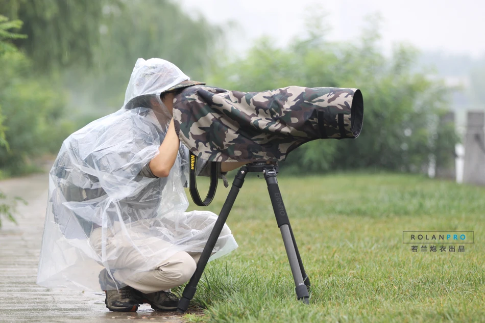 Rolanpro capa de chuva para sony, capa de chuva para sony fe 200-600mm com lente teleobjetiva camuflada verde militar