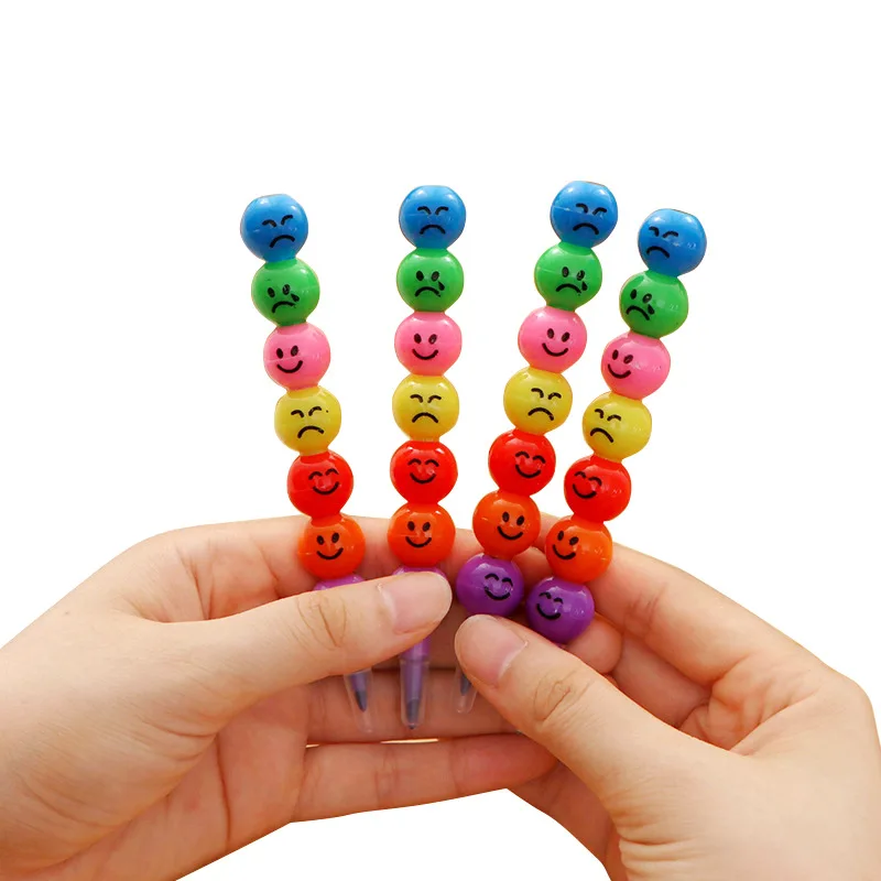 5*7 Color Crayons Cartoon Smiley Face Expression Candy Gourd Pen Children Students Painting Stationery School Office Supplies