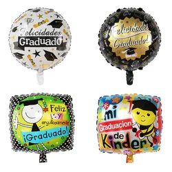 10Pcs Spanish Congratulation Graduate Balloons 18Inch Square Round Air Globos Graduation Party Decoration Supplies Kids Toy Gift