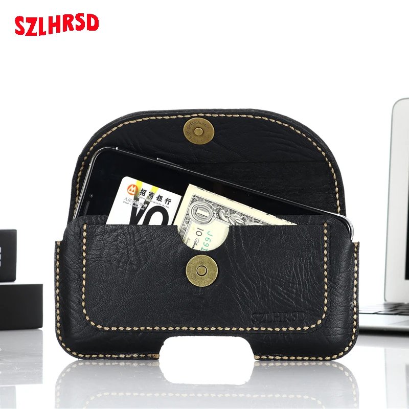 Insert card Belt Waist Bag business Genuine Leather Case Doogee BL5500 Lite Cover for Doogee BL9000 BL12000 Pro BL5000 BL7000